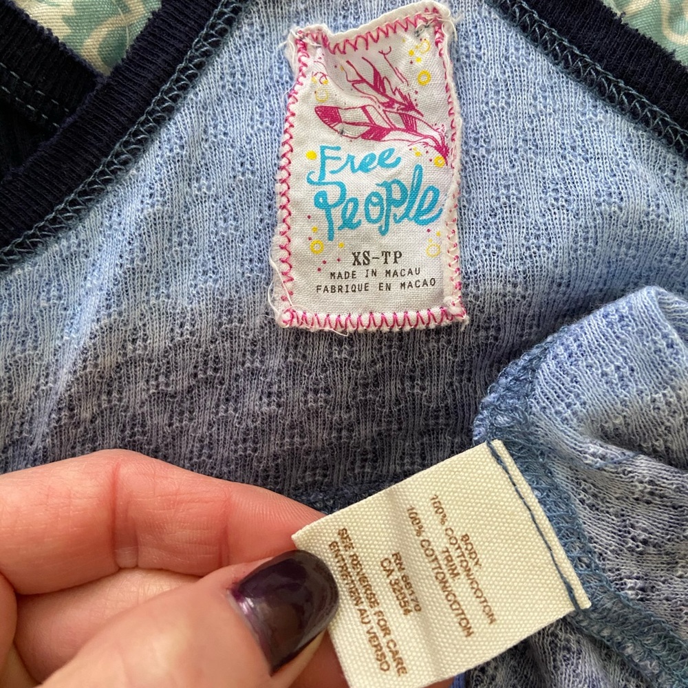 Free People Navy Striped Tie Front Tank - Picture 7 of 7